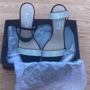 Nina Navy Heels with Silver Accents